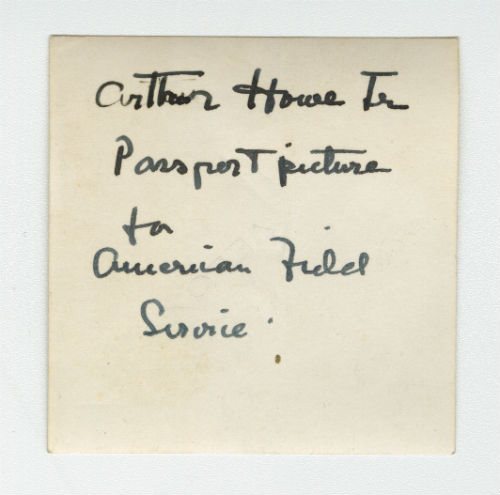 Arthur Howe Jr.'s passport photograph (1) Verso