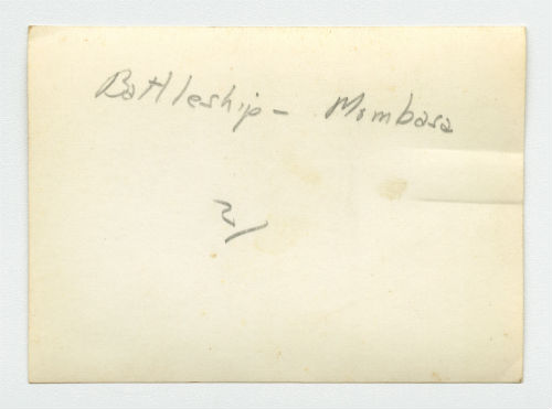 Battleship in Mombasa, Kenya. Verso