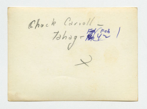 Charles "Chuck" Carroll at the El Tahag Mobilization Camp, Egypt. Verso