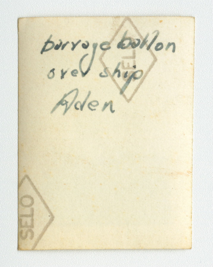A barrage balloon flying over a ship in Aden, Yemen. CP Verso
