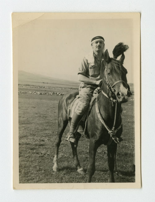 Bird hunting trip in Syria (Jack Hill-Skinner on Pasha Ariens's horse near Damascus, Syria). Recto 1