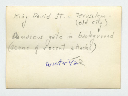 Palestine (King David Street in the Old City of Jerusalem, with Damascus Gate). Verso