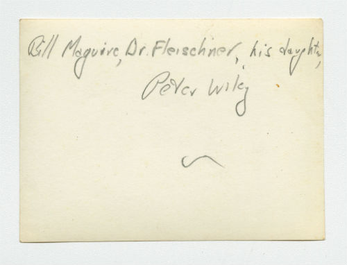 Palestine (William "Bill" McGuire, Dr. Fleischner, his daughter and Peter Wiley in Jerusalem). Verso