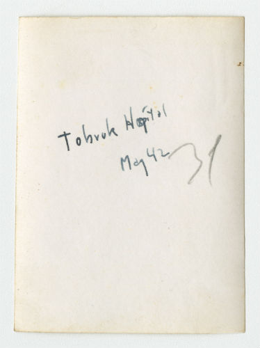 Tobruk Hospital with an AFS ambulance, Libya. Verso