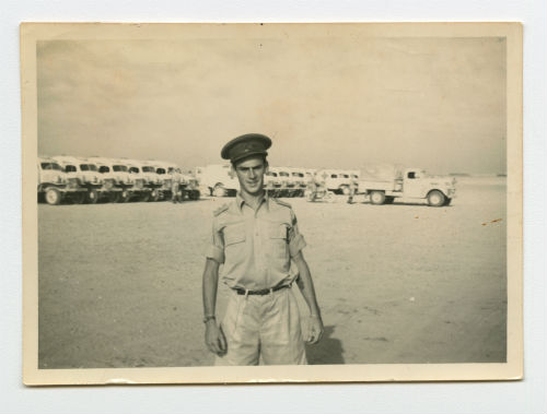Evan Thomas during an ambulance inspection at El Tahag Mobilization Camp. Recto