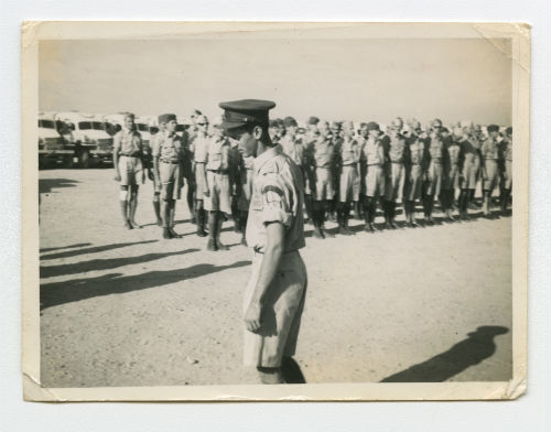Evan Thomas during a review at the El Tahag Mobilization Camp. Recto