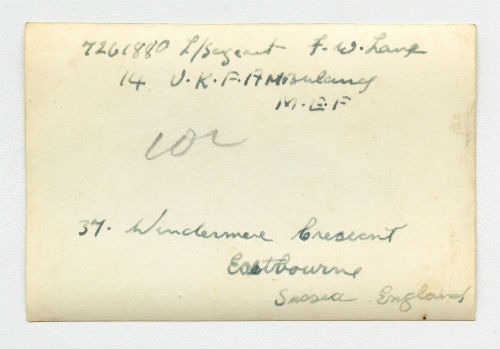 British Lance Sergeant  from the 14 U.K. Field Ambulance, MEF. Verso