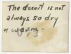 The desert is not always so dry and warm. Verso