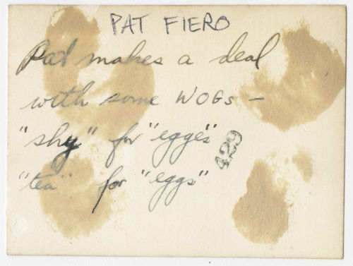 Erwin "Pat" Fiero makes a deal with some locals. Verso
