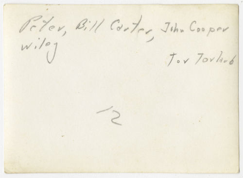 Peter Wiley, Bill Carter, John Cooper, and Torleif "Tor" Torland. Verso