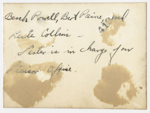 Charles Beach Powell, Bertram "Bert" Payne, and Lester Collins. Verso