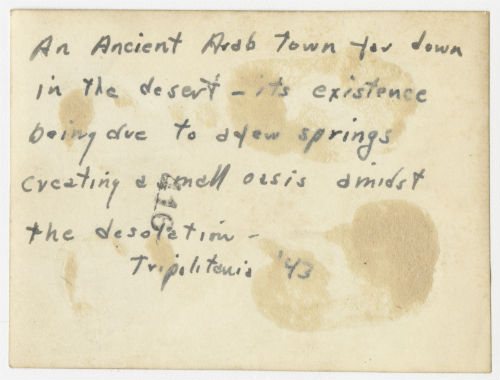 Ancient Arab town in Tripolitania, Libya. Verso