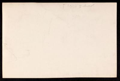 Men gathered for a demonstration at the Officers' Training School at Meaux. Verso.