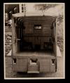 Ambulance interior view with stretcher racks up